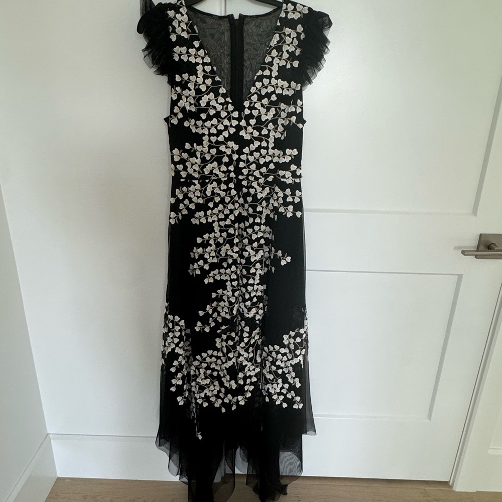 Elegant Black and White Floral Dress